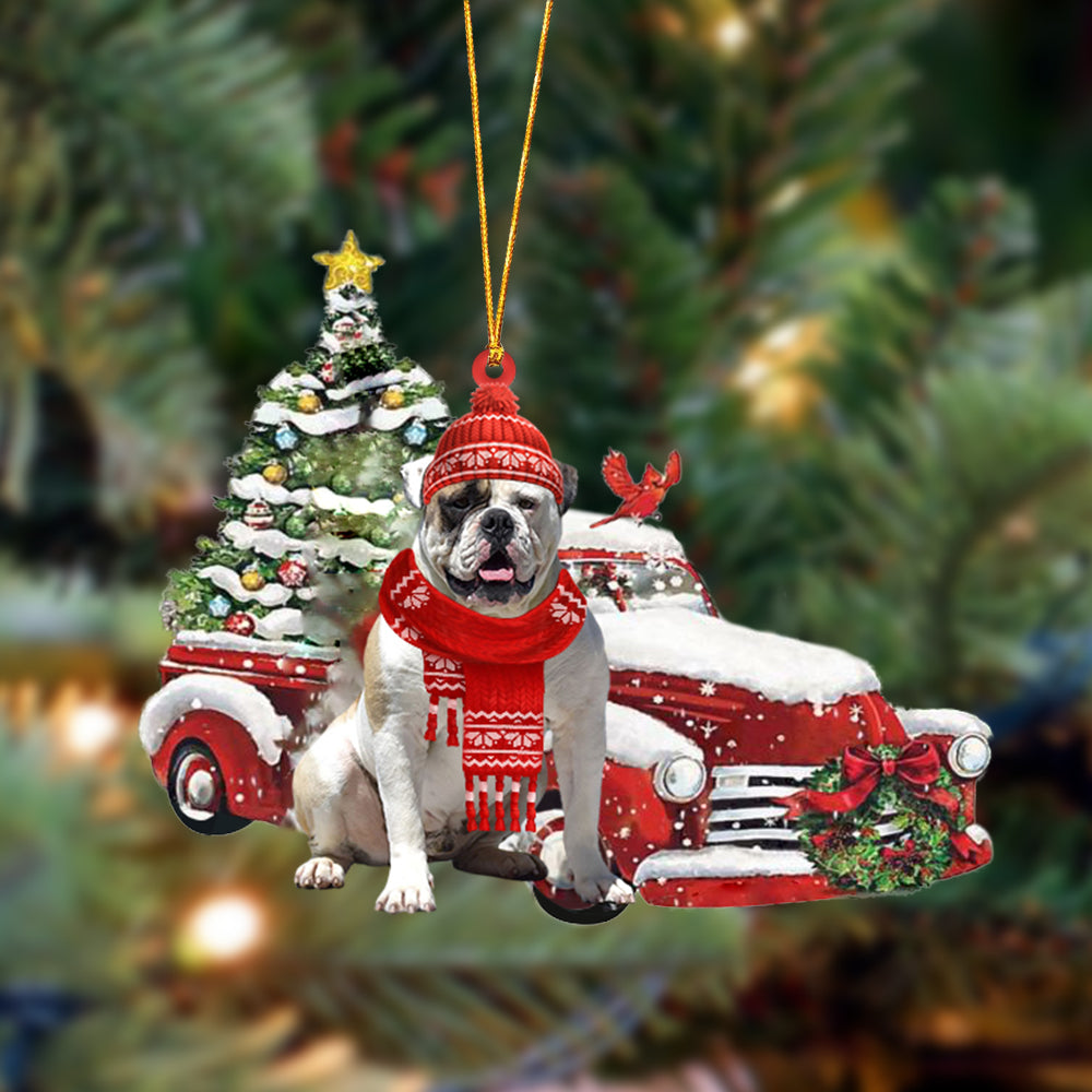 American Bulldog-Christmas Car Two Sided Ornament