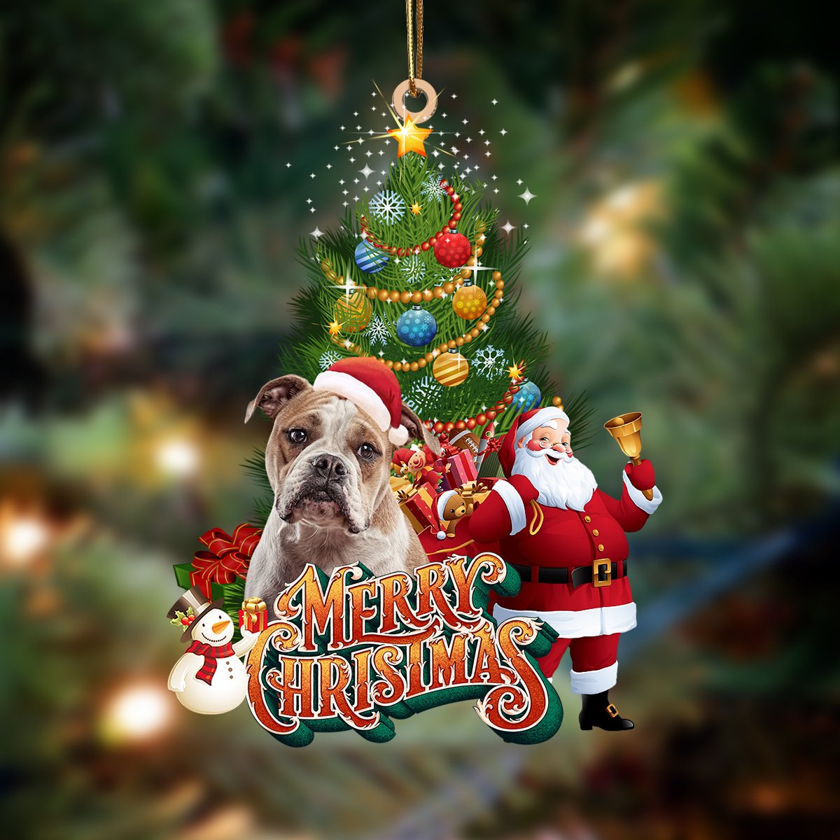 American Bulldog-Christmas Tree&amp;Dog Hanging Ornament