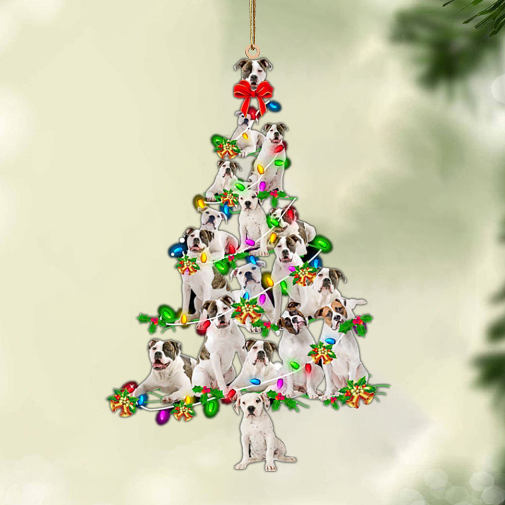 American Bulldog-Christmas Tree Lights-Two Sided Ornament