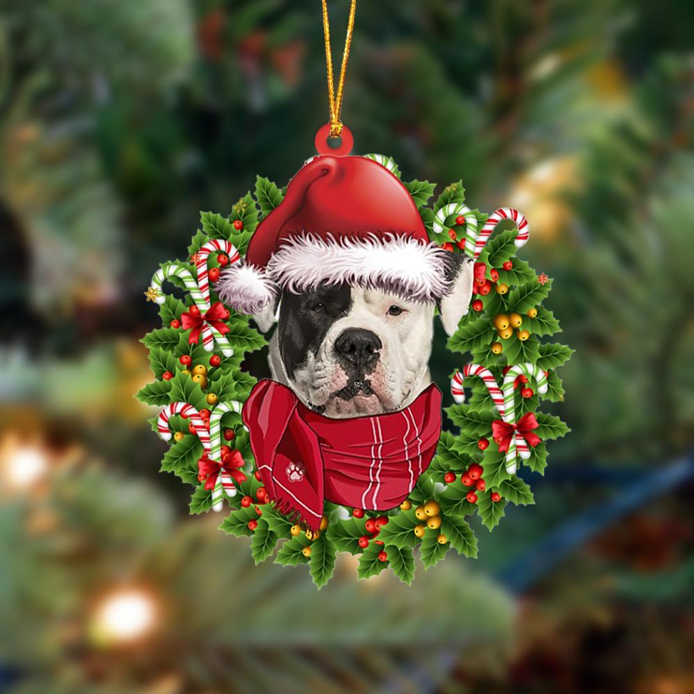 American Bulldog-Xmas Bandana Hanging Ornament