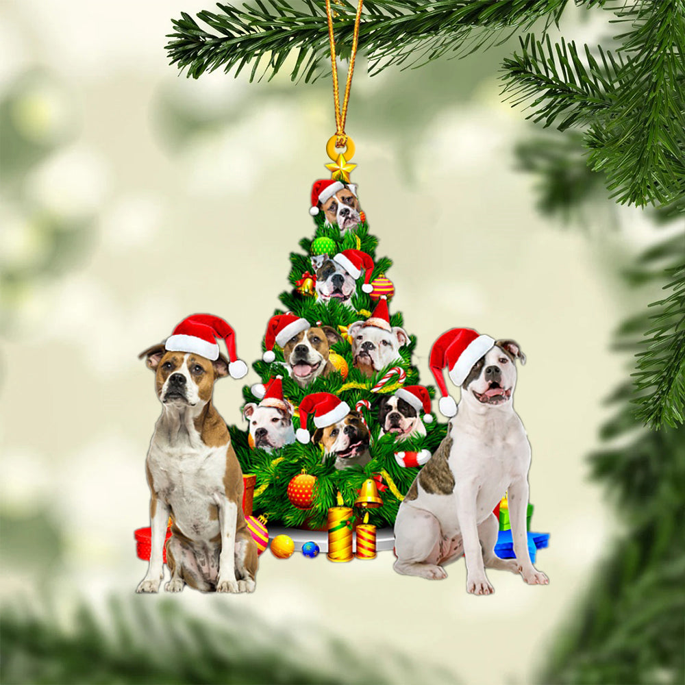 American Bulldog-Xmas Tree&amp;Dog-Two Sided Ornament