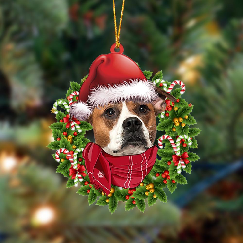 American Bulldog 1-Xmas Bandana Hanging Ornament