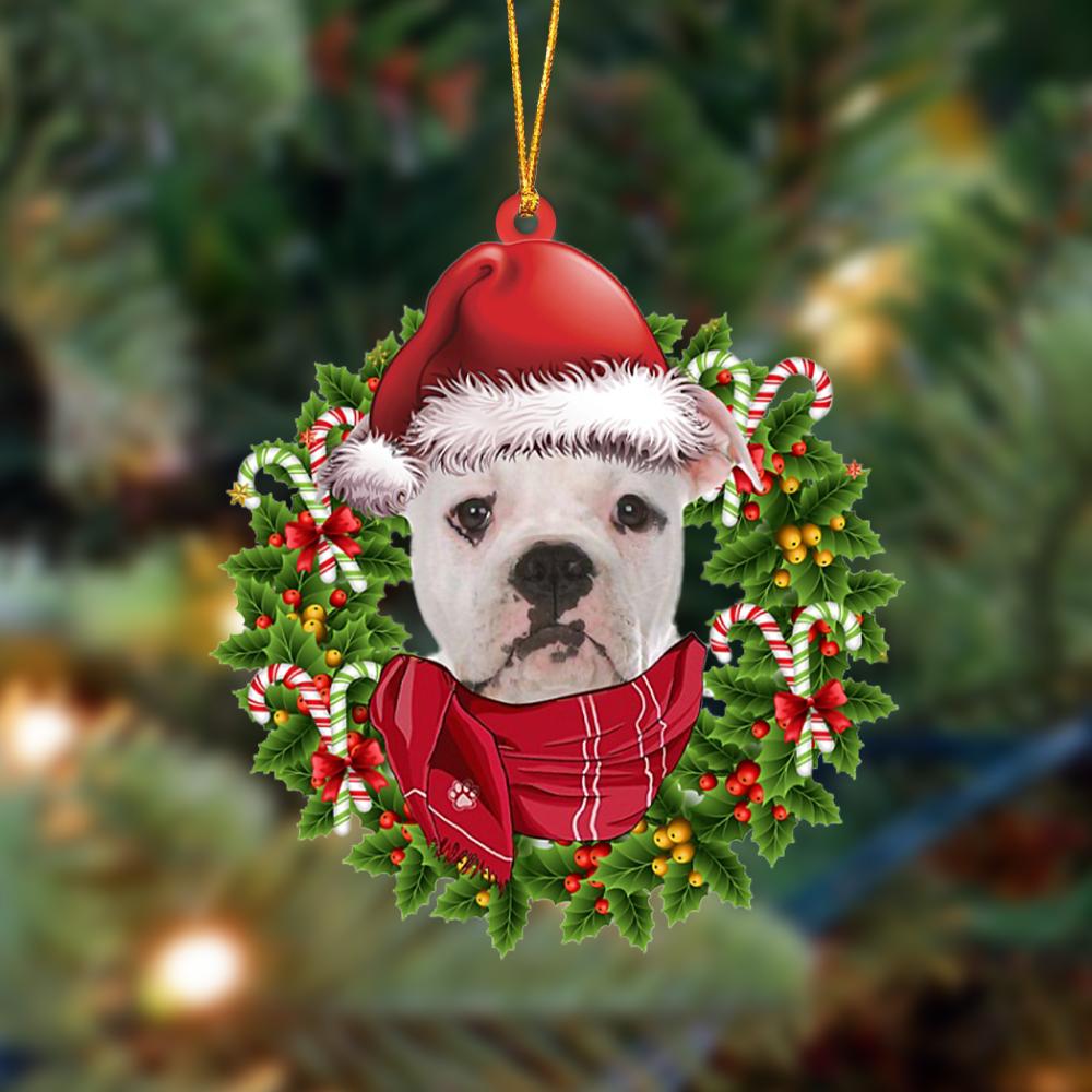 American Bulldog 2-Xmas Bandana Hanging Ornament