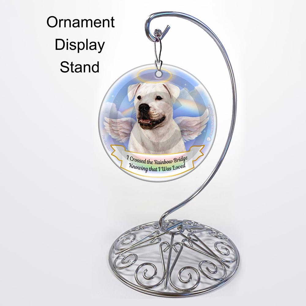 Rainbow Bridge Memorial-American Bulldog White Porcelain Hanging Ornament