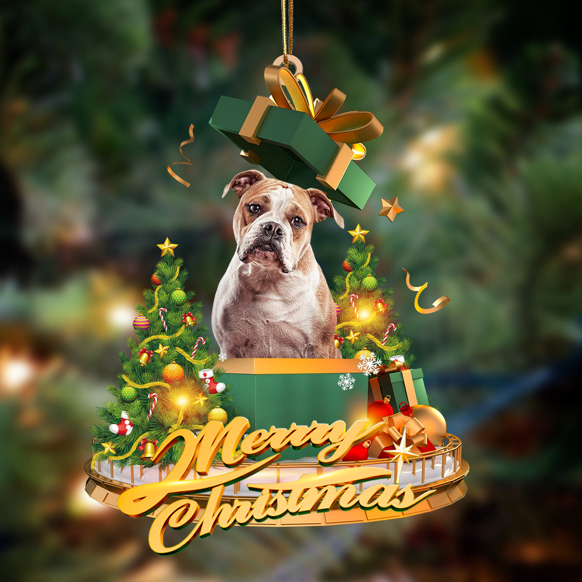 American  Bulldog-Christmas Gifts&amp;dogs Hanging Ornament