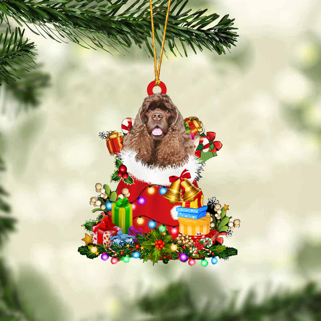 American Cocker Spaniel-Christmas Bag Gift-Two Sided Ornament