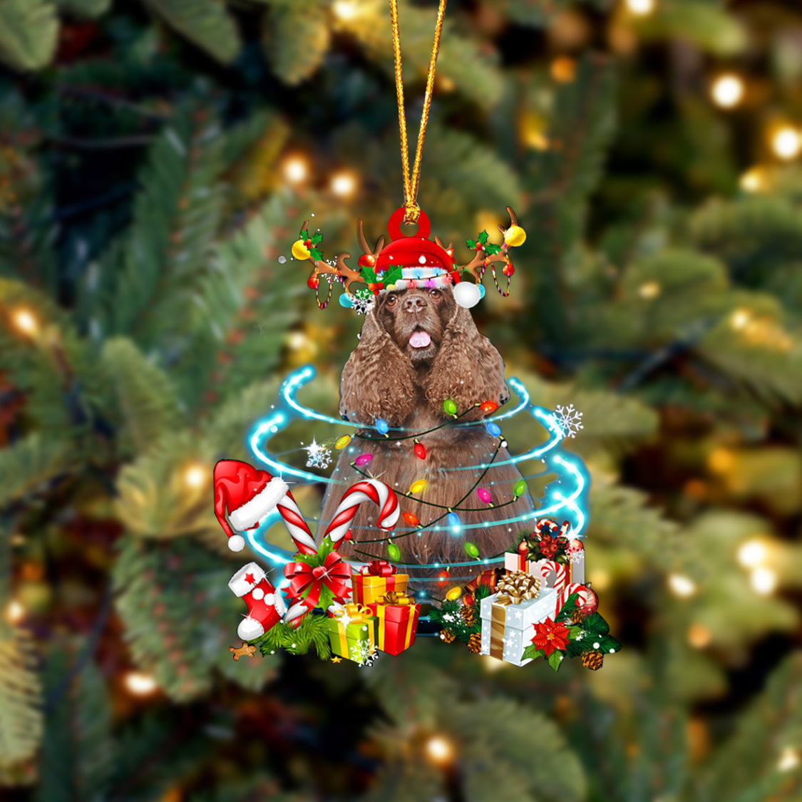American Cocker Spaniel-Christmas Candy&amp;Gift-Two Sided Ornament