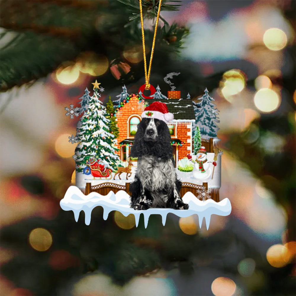 American Cocker Spaniel 1-Xmas House-Two Sided Ornament