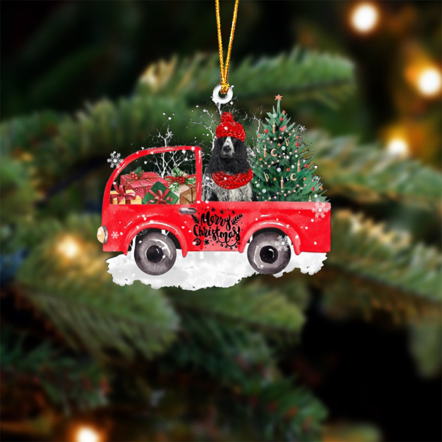 American Cocker Spaniel 1-Xmas Truck-Two Sided Ornament