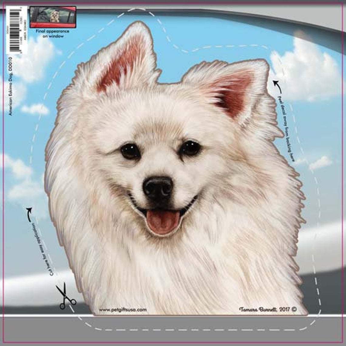 American Eskimo-On The Move Window Car Sticker