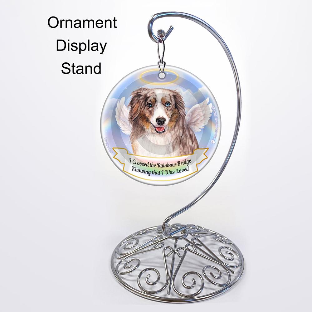 Rainbow Bridge Memorial-American Shepherd (Mini Aussie) Red Merle Porcelain Hanging Ornament