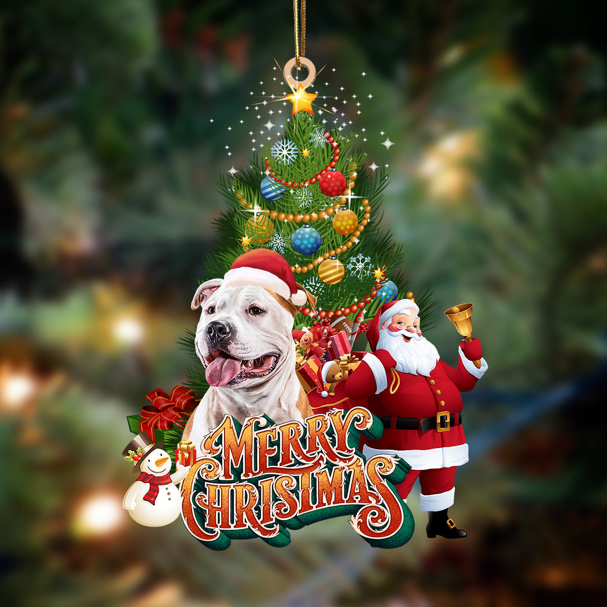 American Staffordshire Terrier-Christmas Tree&amp;Dog Hanging Ornament