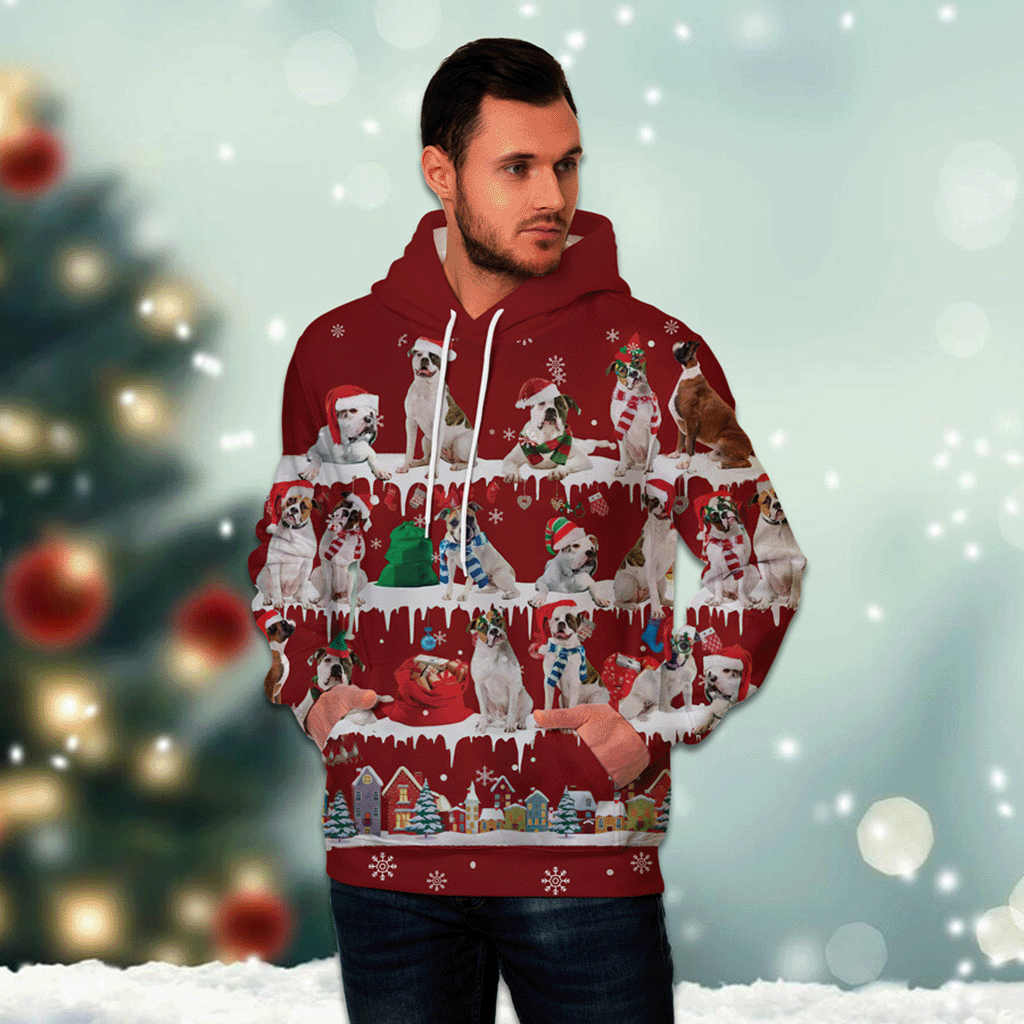American Bulldog - Snow Christmas - 3D Hoodie