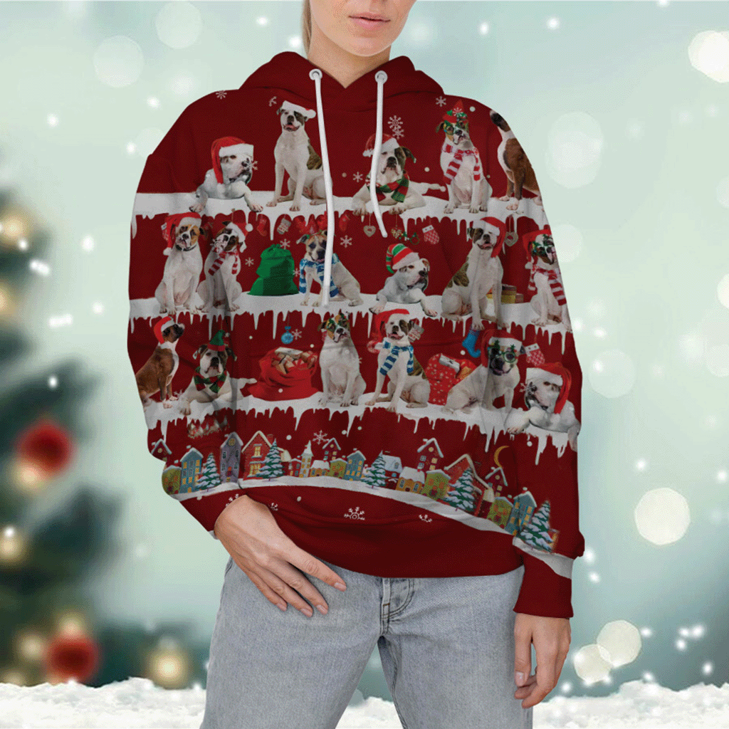 American Bulldog - Snow Christmas - 3D Hoodie