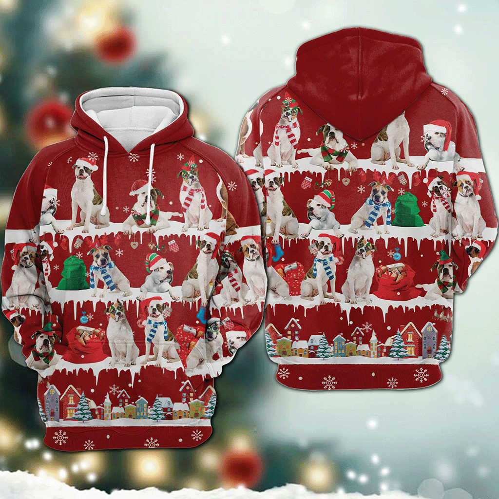 American Bulldog - Snow Christmas - 3D Hoodie