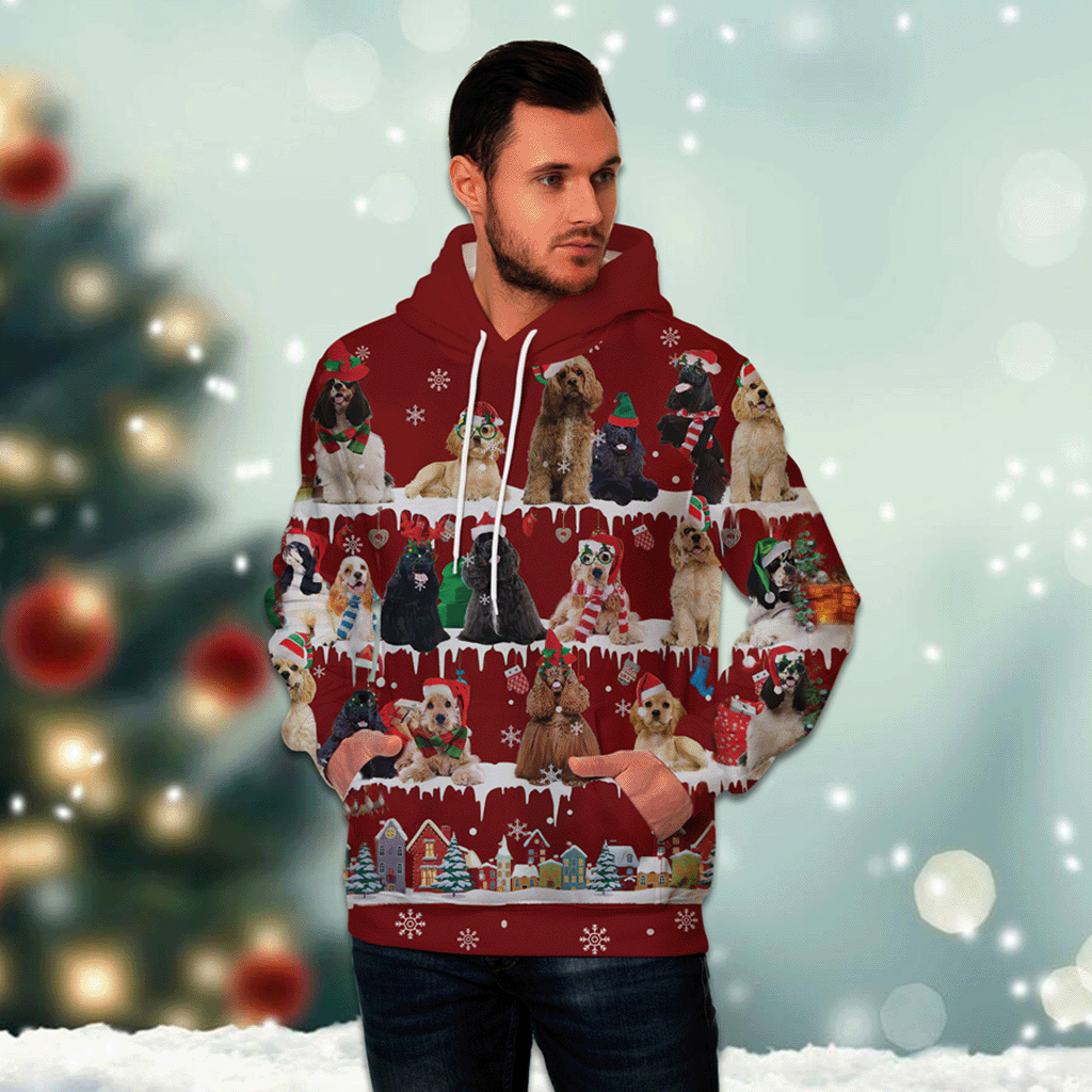 American Cocker Spaniel - Snow Christmas - 3D Hoodie