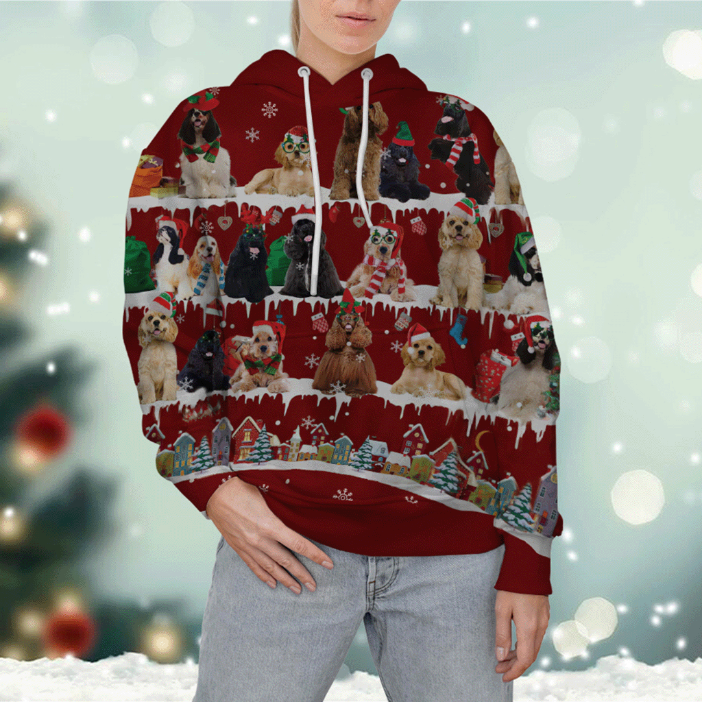 American Cocker Spaniel - Snow Christmas - 3D Hoodie