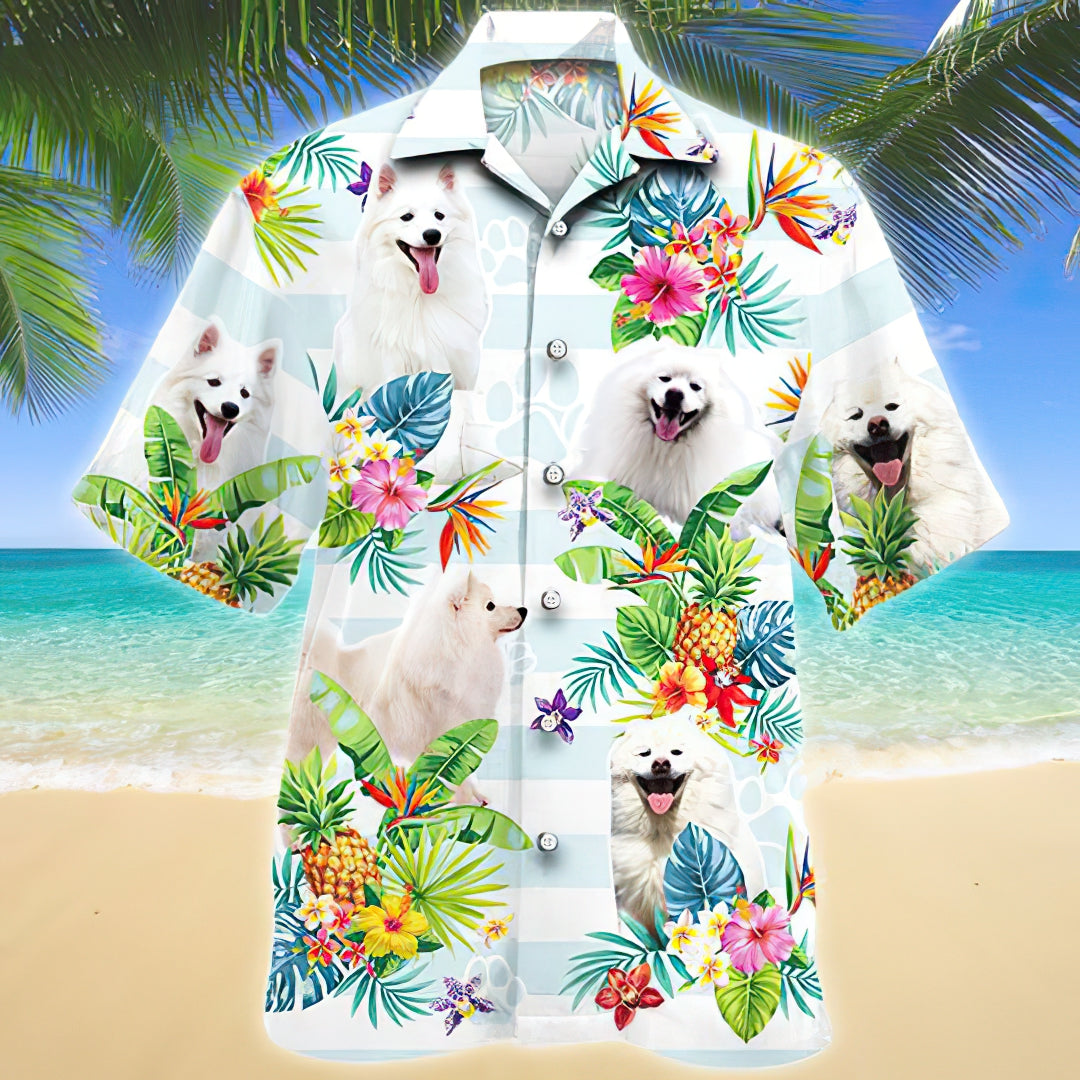 American Eskimo Tropical Flower Hawaiian Shirt