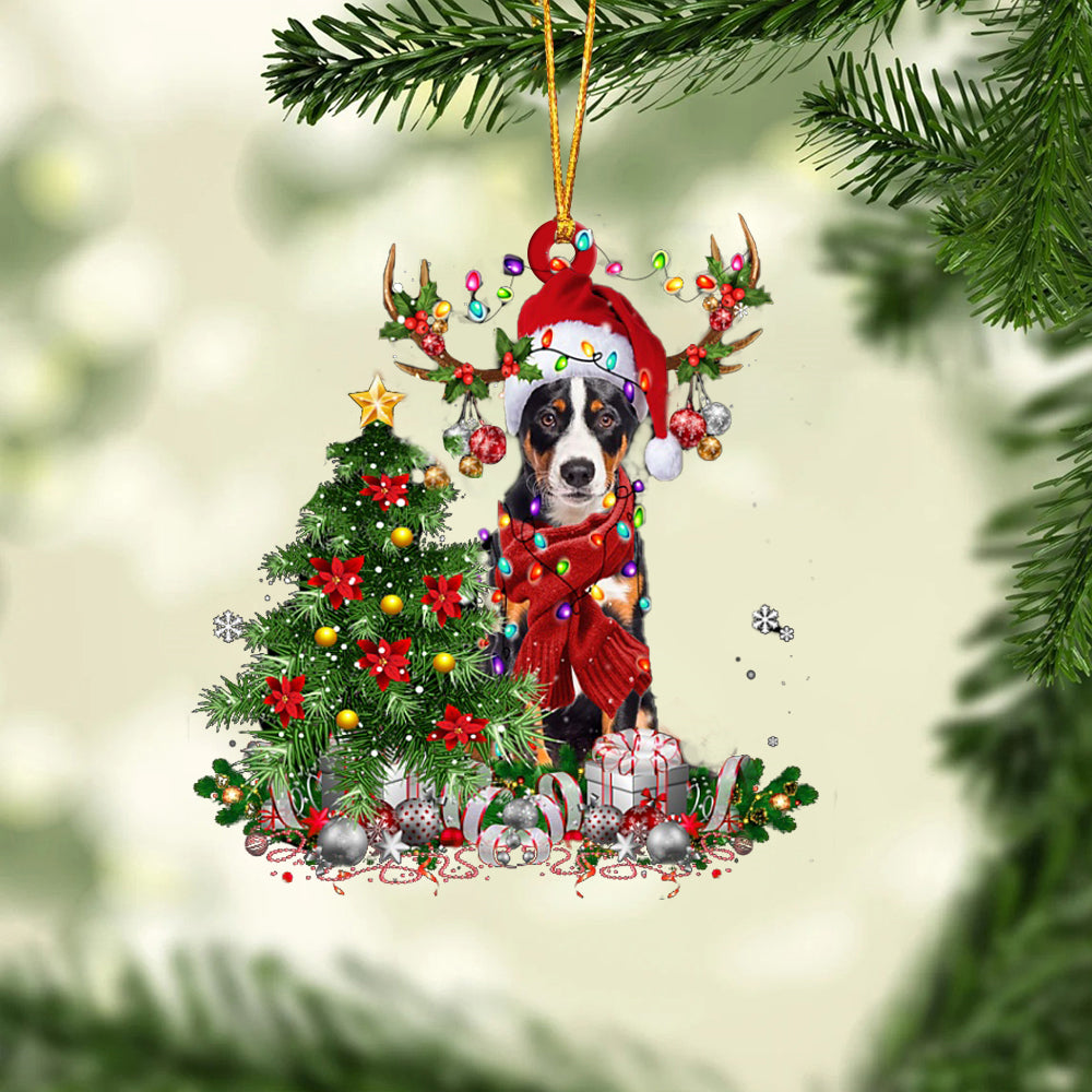 Appenzeller Sennenhund-Reindeer Christmas-Two Sided Ornament