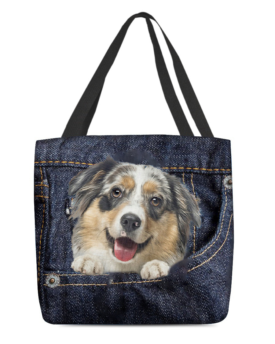 Australian Shepherd1-Dark Denim-Cloth Tote Bag