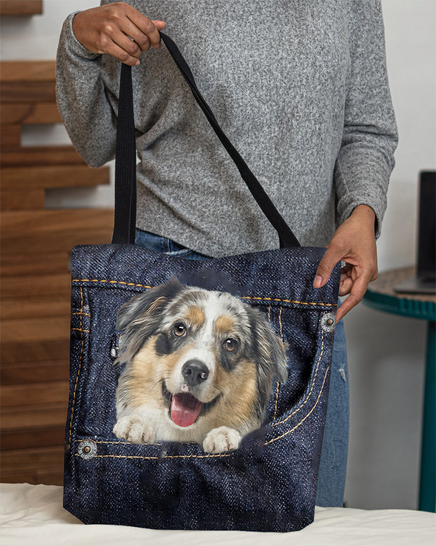 Australian Shepherd1-Dark Denim-Cloth Tote Bag