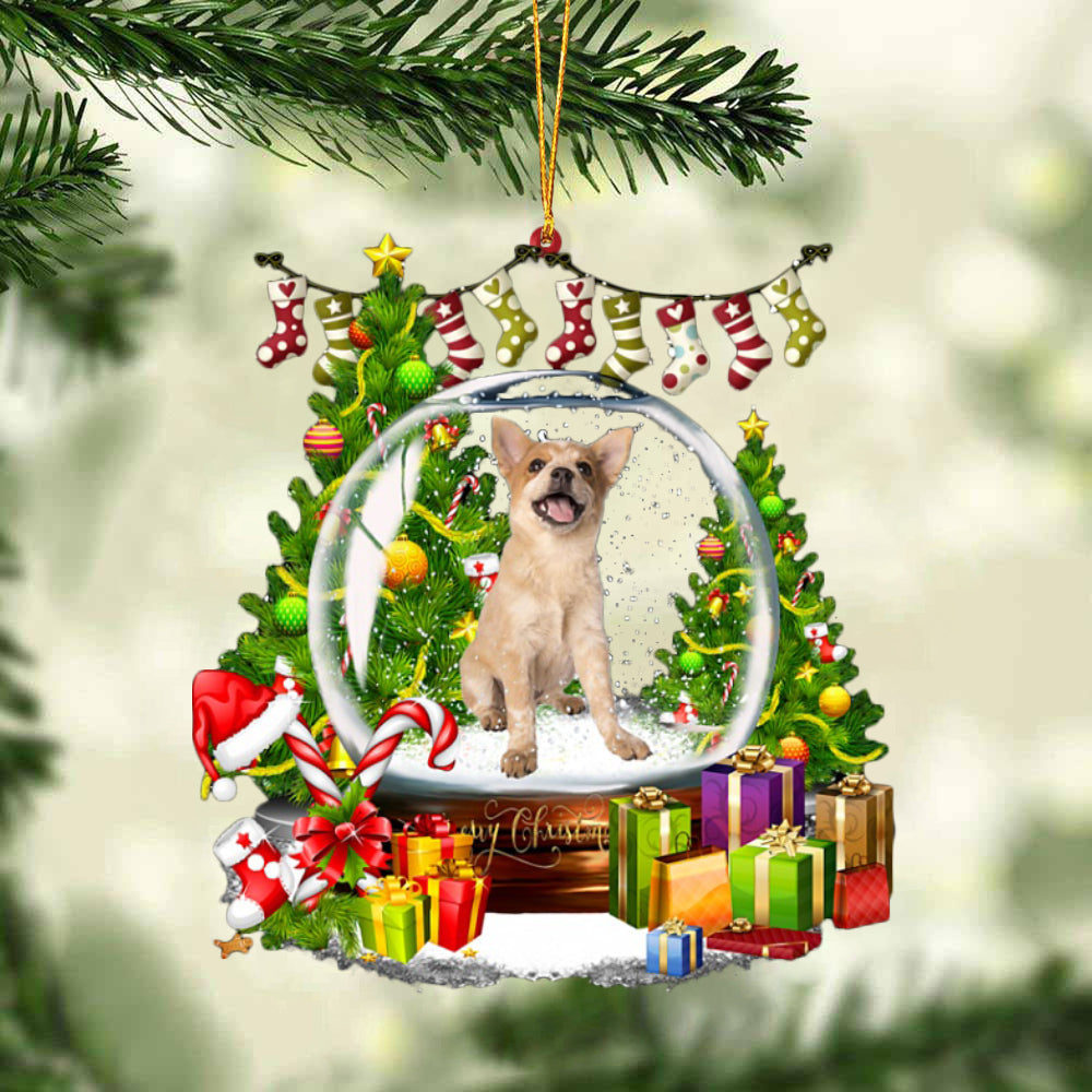 Australian Cattle-Christmas Crystal Box Dog-Two Sided Ornament