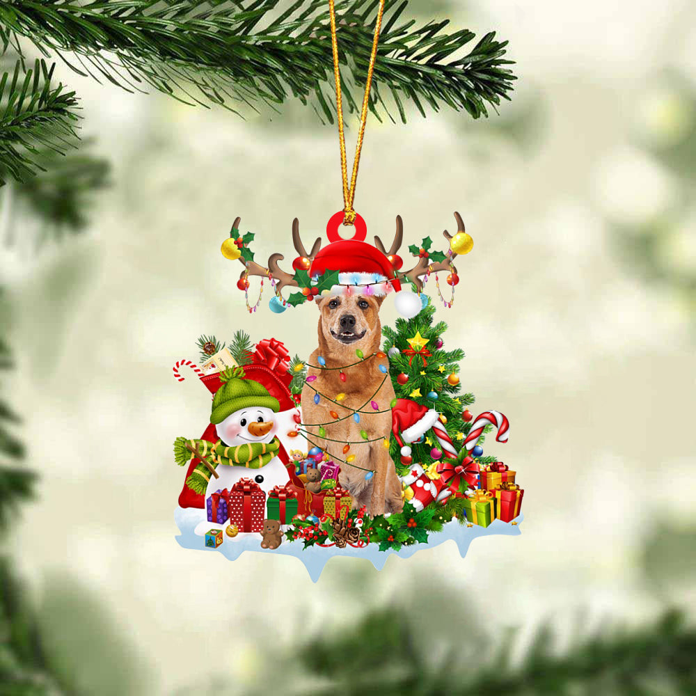 Australian Cattle-Elk &amp; Snowman-Two Sided Ornament