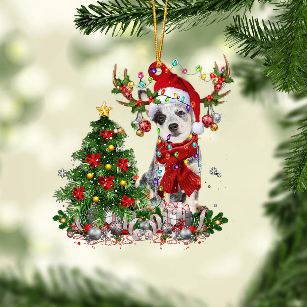 Australian Cattle-Reindeer Christmas-Two Sided Ornament