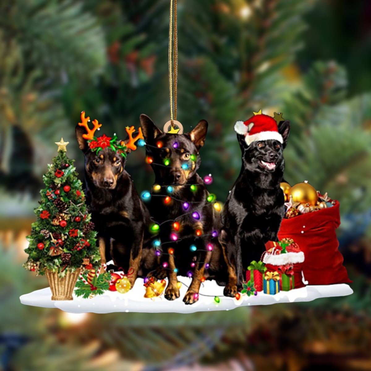 Australian Kelpie-Christmas Dog Friends Hanging Ornament