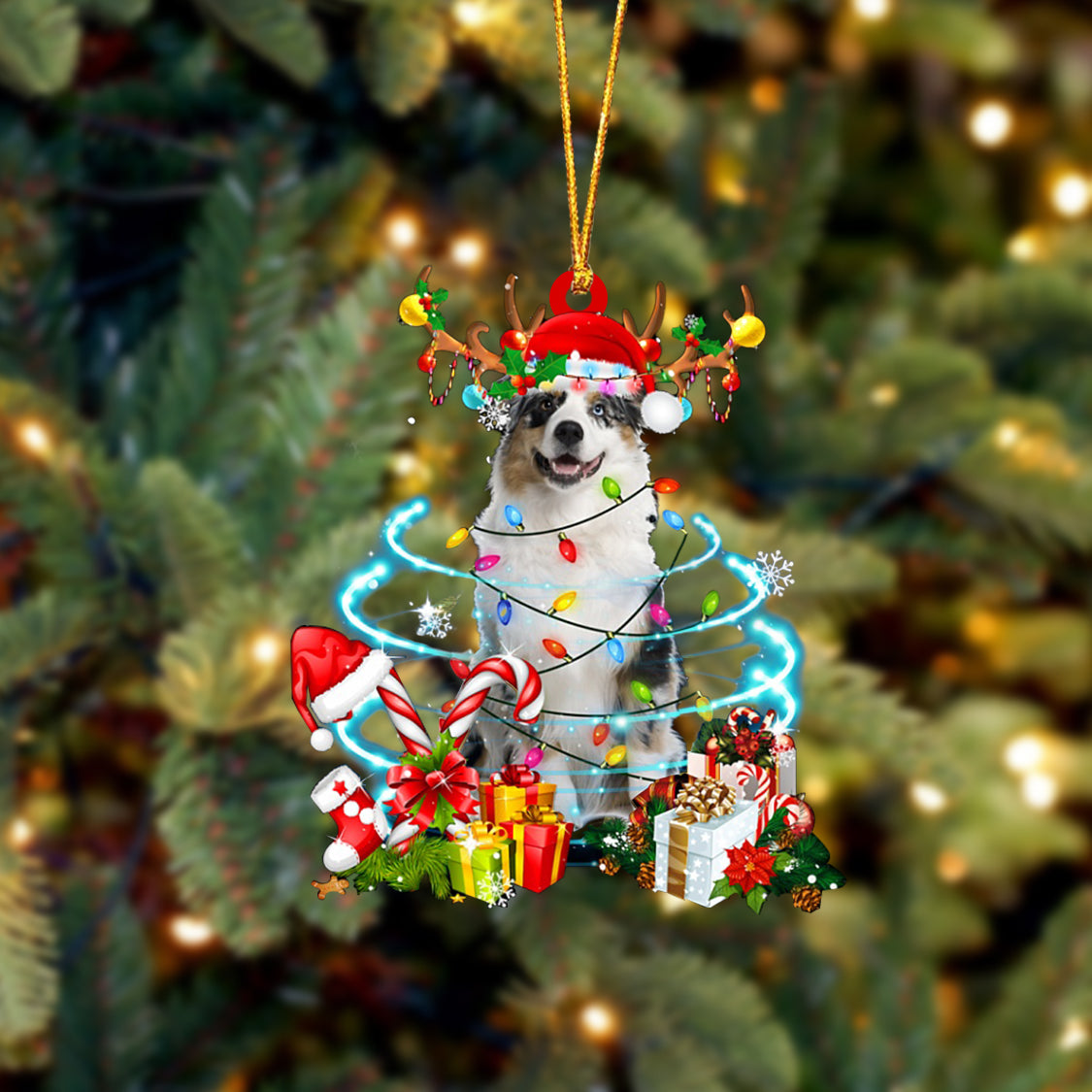 Australian Shepherd-Christmas Candy&Gift-Two Sided Ornament