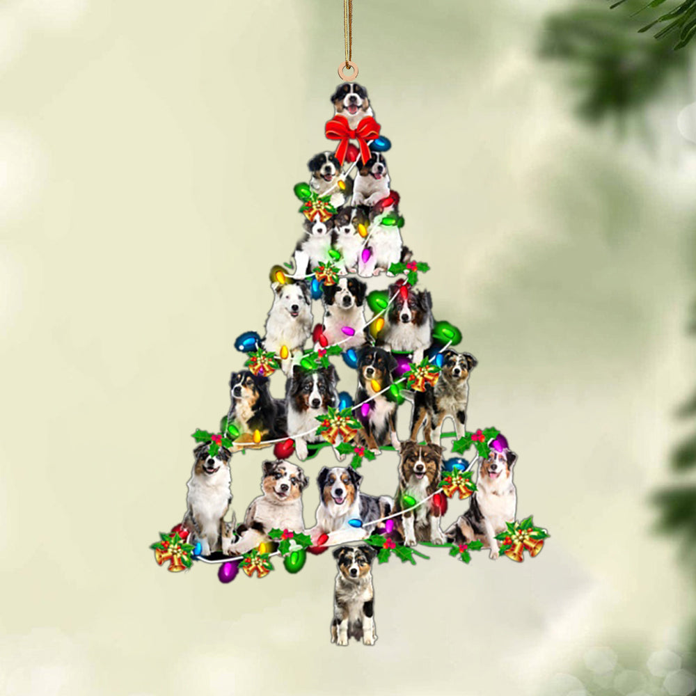 Australian Shepherd-Christmas Tree Lights-Two Sided Ornament