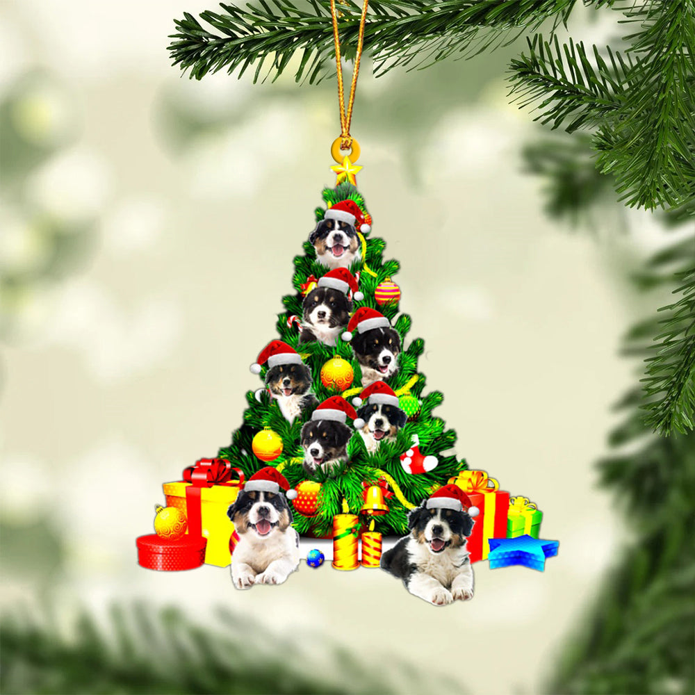 Australian Shepherd-Xmas Tree&amp;Dog-Two Sided Ornament