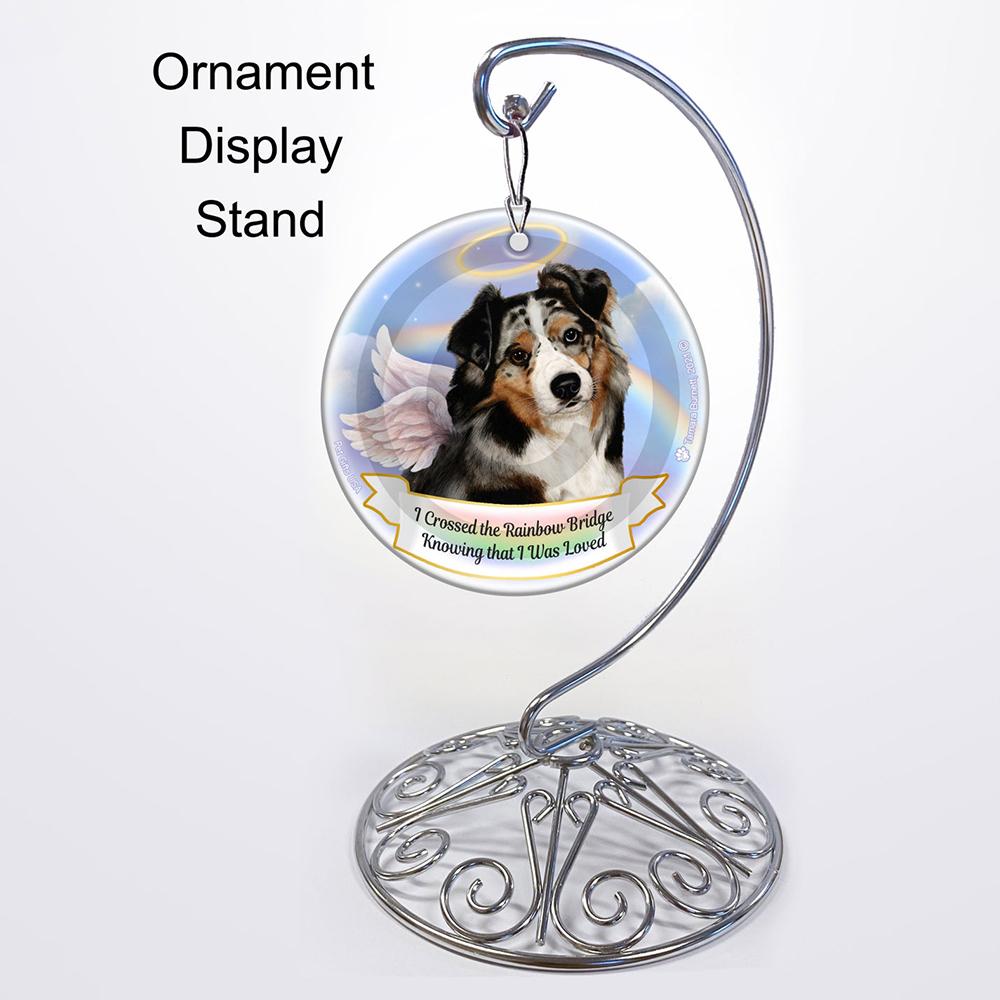 Rainbow Bridge Memorial-Australian Shepherd Blue Merle Porcelain Hanging Ornament
