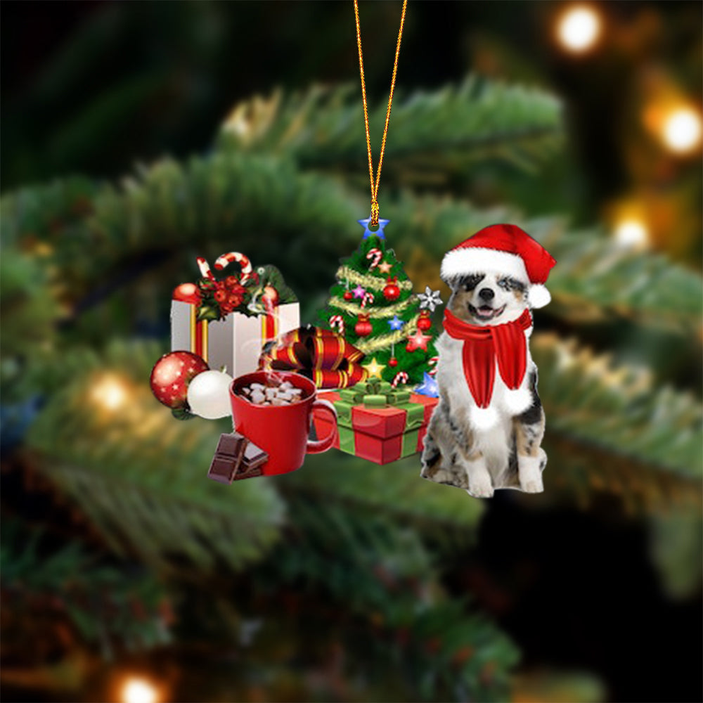 Australian Shepherd-Christmas girl-Two Sided Ornament