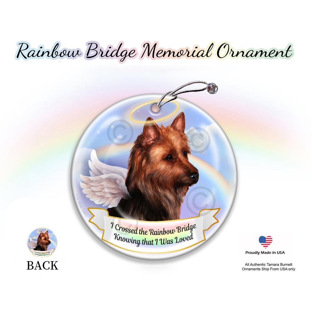 Rainbow Bridge Memorial-Australian Terrier Porcelain Hanging Ornament