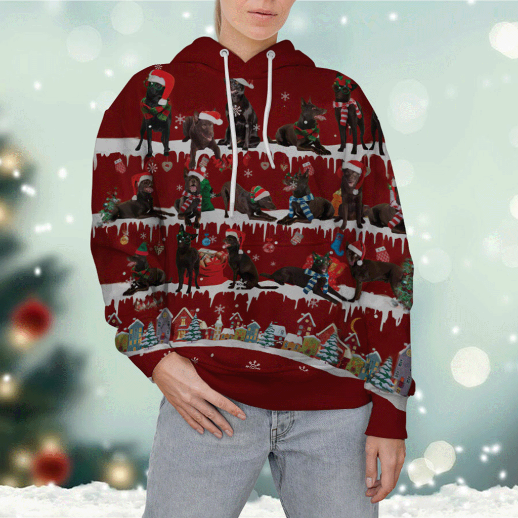 Australian Kelpie - Snow Christmas - 3D Hoodie