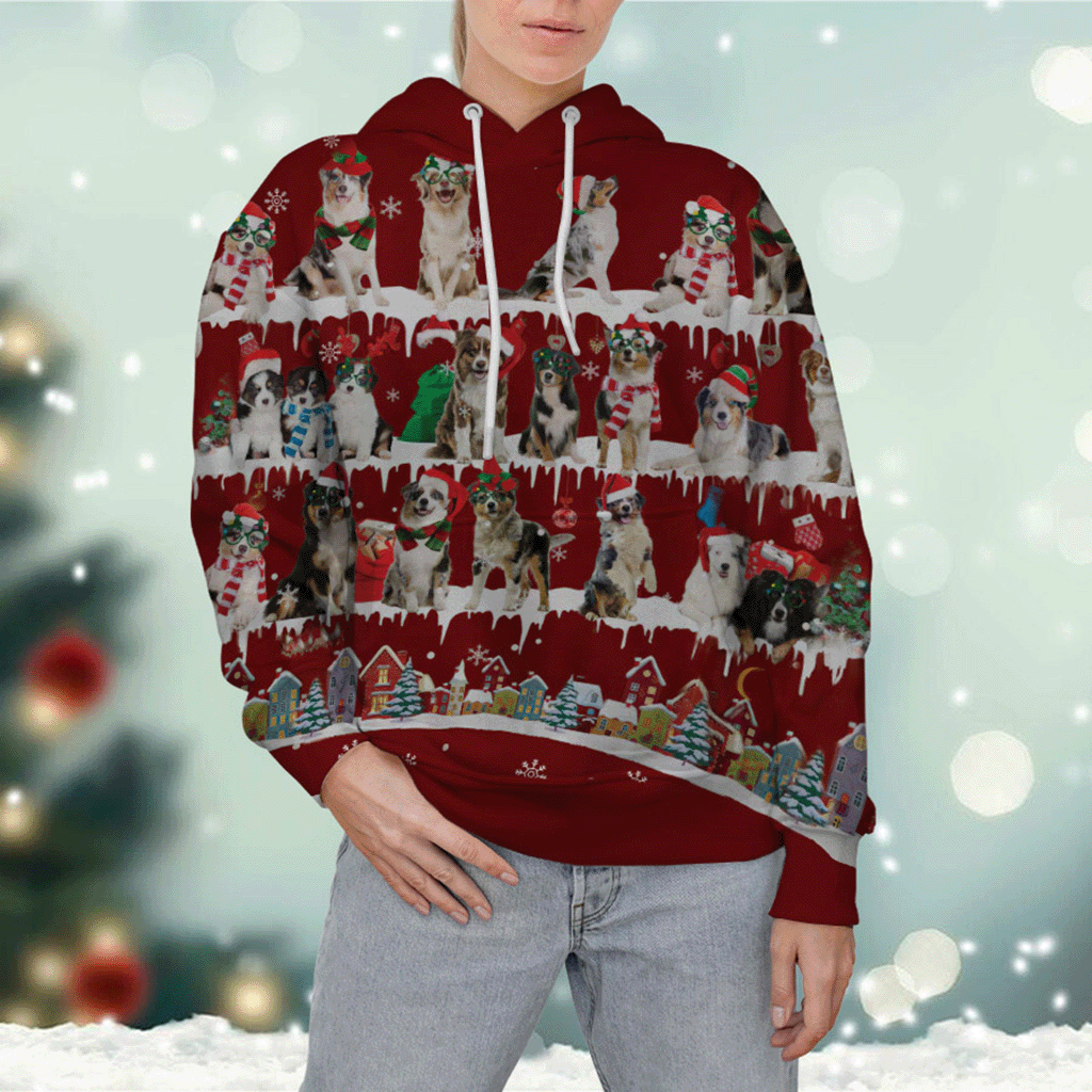 Australian Shepherd - Snow Christmas - 3D Hoodie