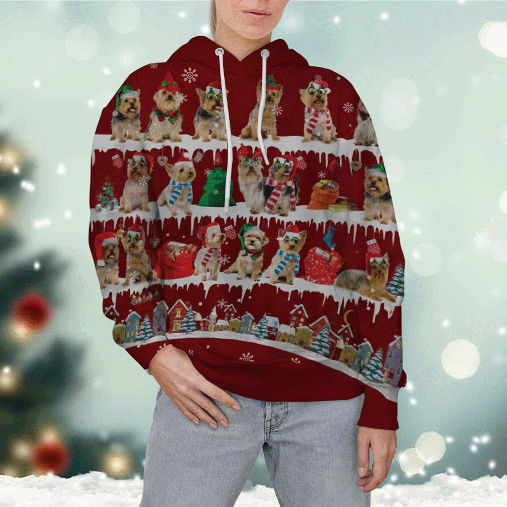 Australian Silky Terrier - Snow Christmas - 3D Hoodie
