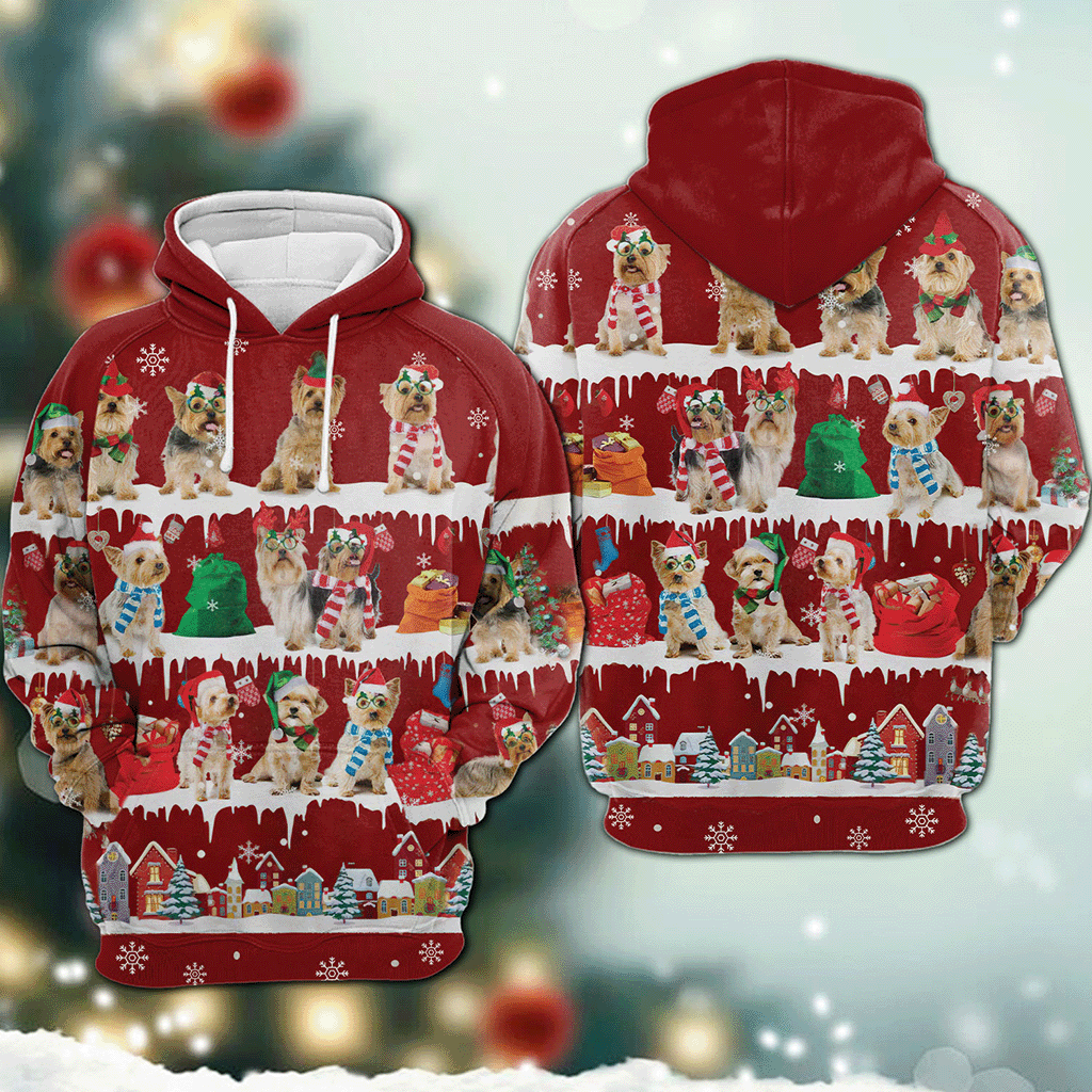 Australian Silky Terrier - Snow Christmas - 3D Hoodie