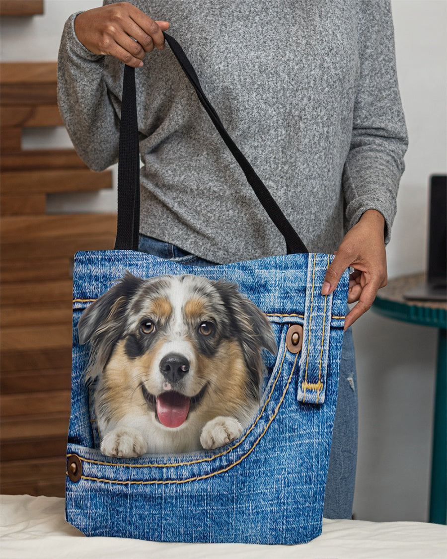 Australian shepherd-in pocket-Cloth Tote Bag