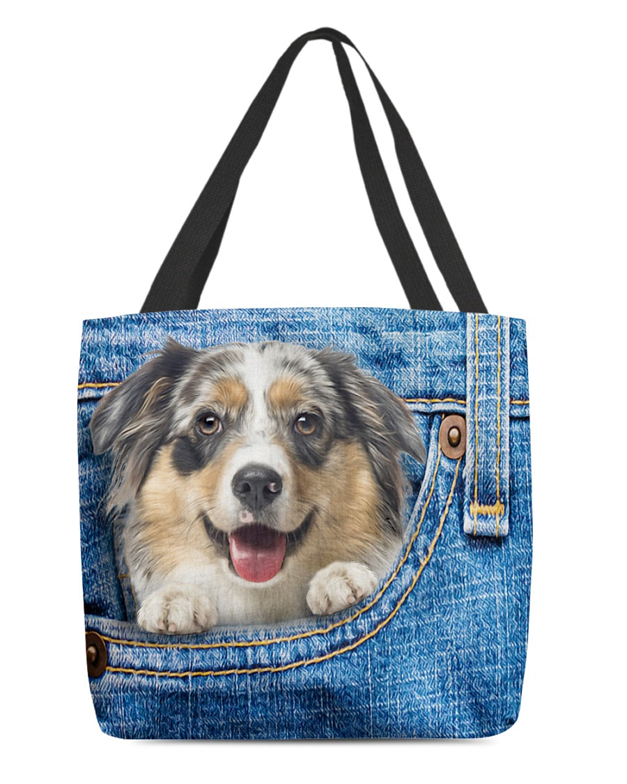 Australian shepherd-in pocket-Cloth Tote Bag