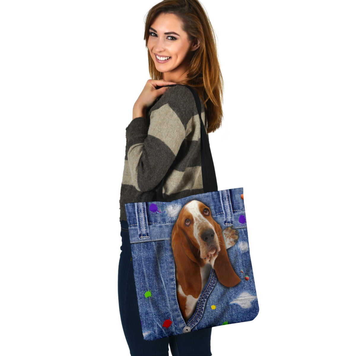 BASSET HOUND-The Rainbow-Cloth Tote Bag