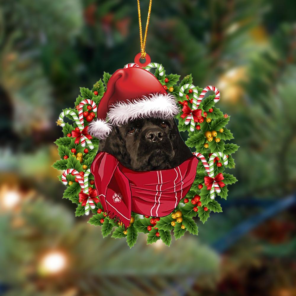 BLACK American Cocker Spaniel-Xmas Bandana Hanging Ornament