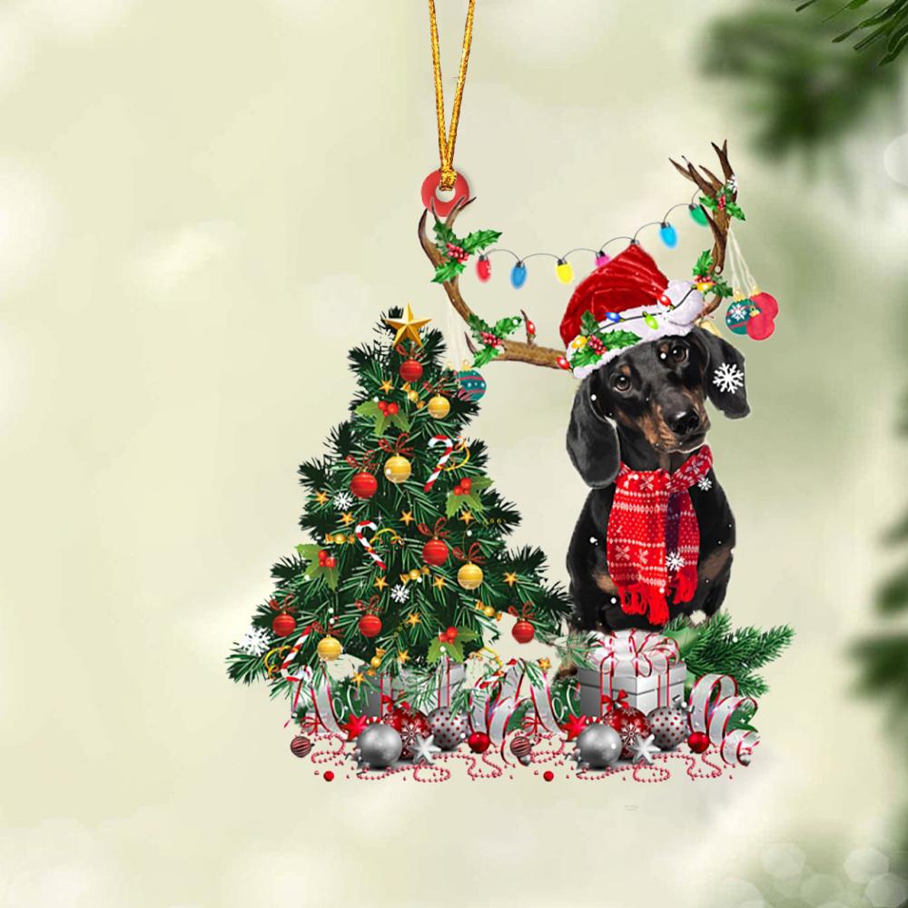 BLACK Dachshund-Christmas Tree Gift Hanging Ornament