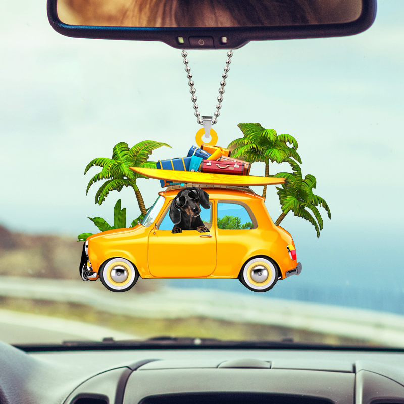 Yellow Sports Car Two Sides Ornament