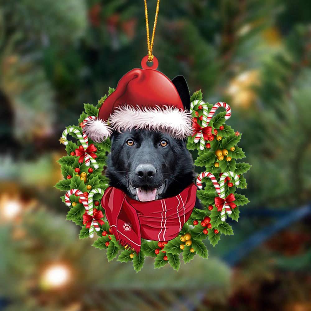 BLACK German Shepherd-Xmas Bandana Hanging Ornament