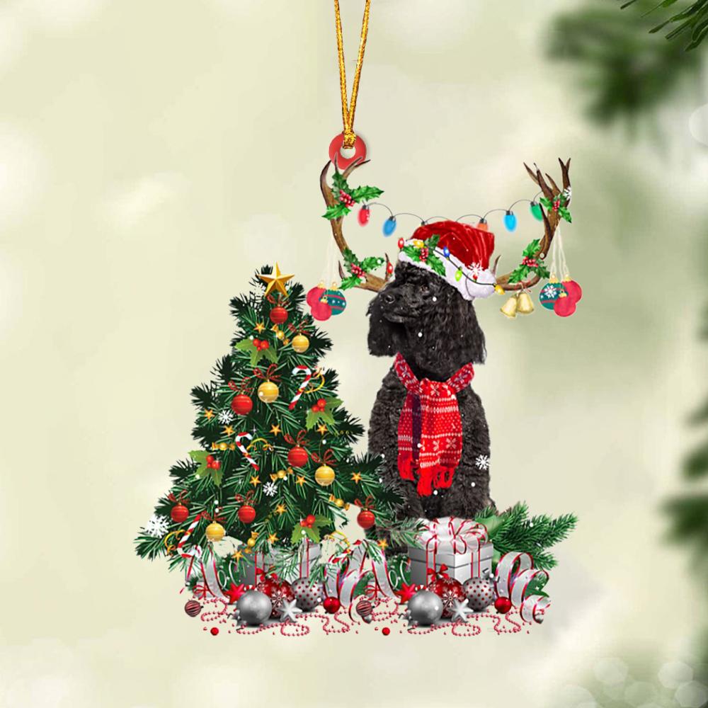 BLACK Miniature Poodle-Christmas Tree Gift Hanging Ornament