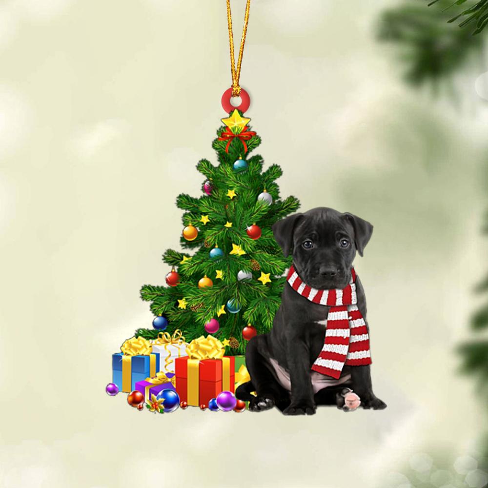 BLACK Pitbull-Christmas Star Hanging Ornament