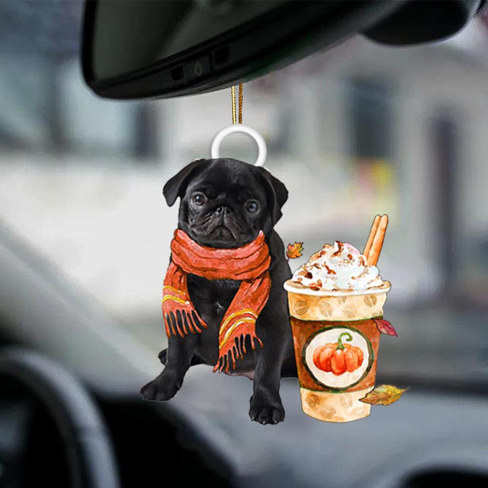 BLACK Pug 1-Pumpkin Spice Kinda-Two Sided Ornament