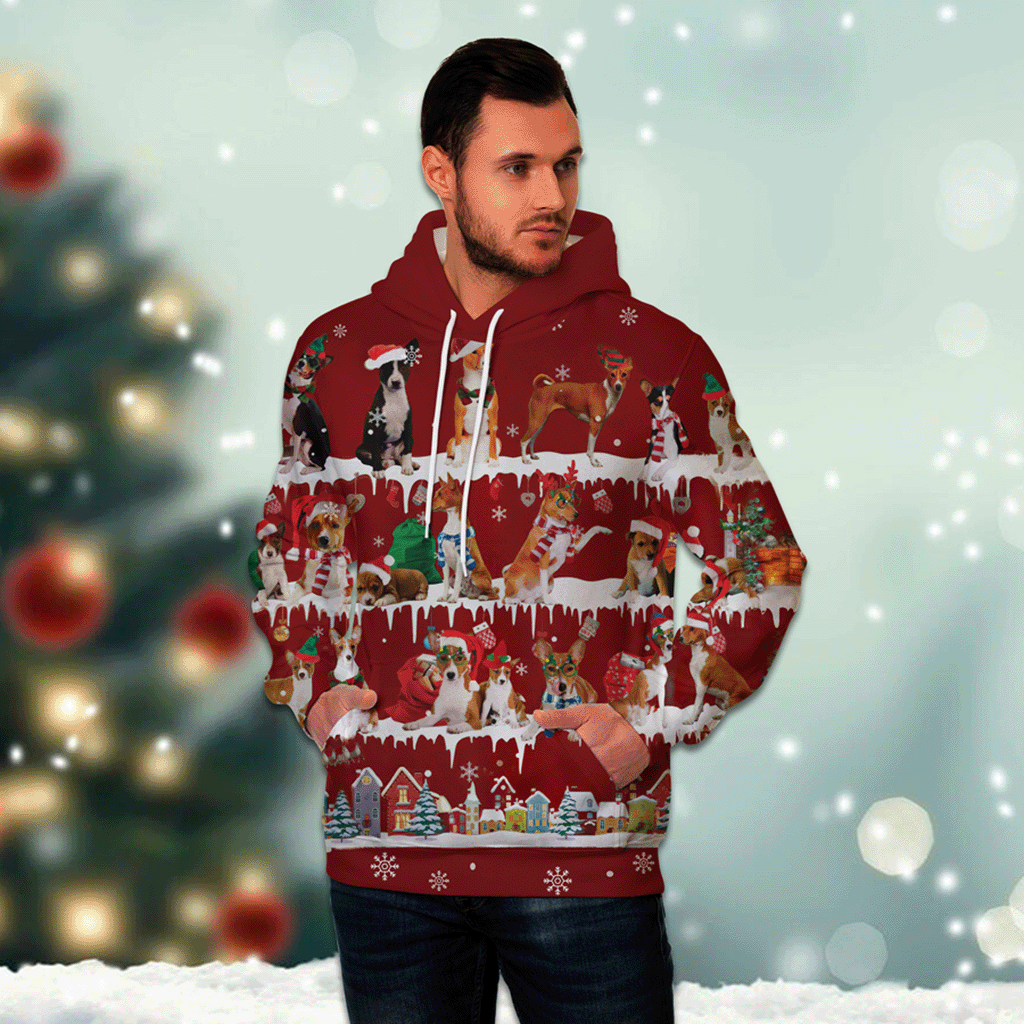 Basenji - Snow Christmas - 3D Hoodie